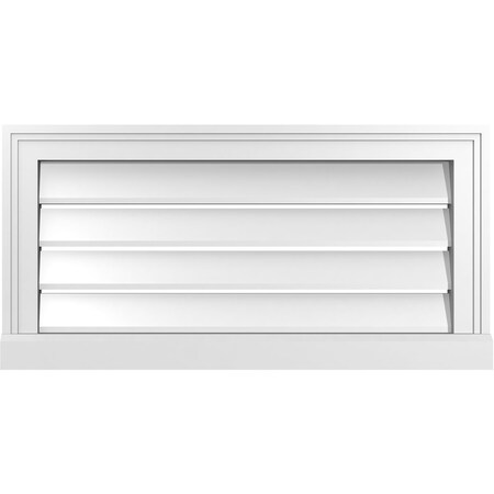 Ekena Millwork Vertical Surface Mount PVC Gable Vent: Functional, w/ 2"W x 2"P Brickmould Sill Frame, 28"W x 14"H GVPVE28X1403SF